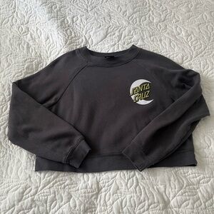 Santa Cruz Skateboards Women's Dark Grey Cropped Sweater